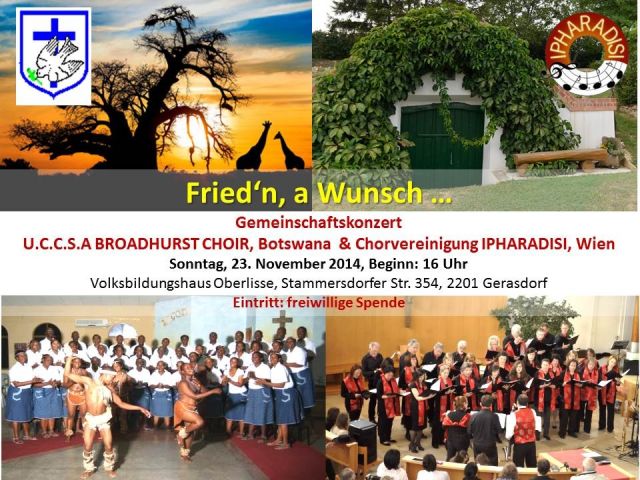 Benefizkonzert „Fried’n, a Wunsch…“ – Einladung zum gemeinsamen Musikerlebnis am 23. November 2014!